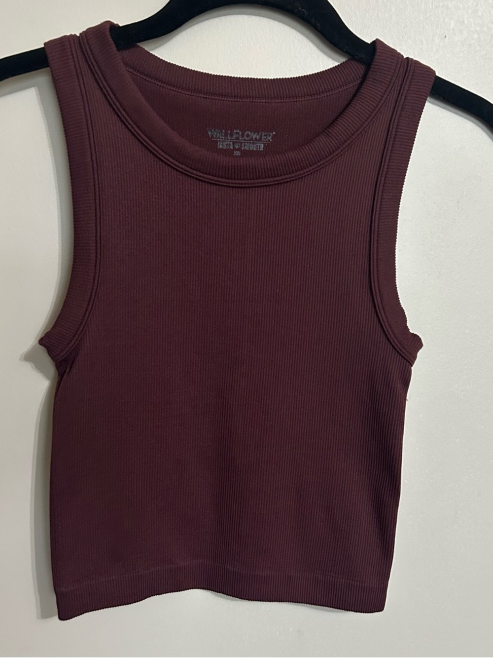 Wallflower Ribbed Sleeveless Tank Top - Burgundy